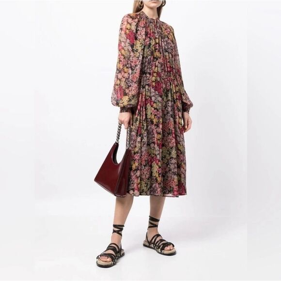 POLO RALPH LAUREN Floral Tie Neck Dress - Size 0 - Picture 1 of 12